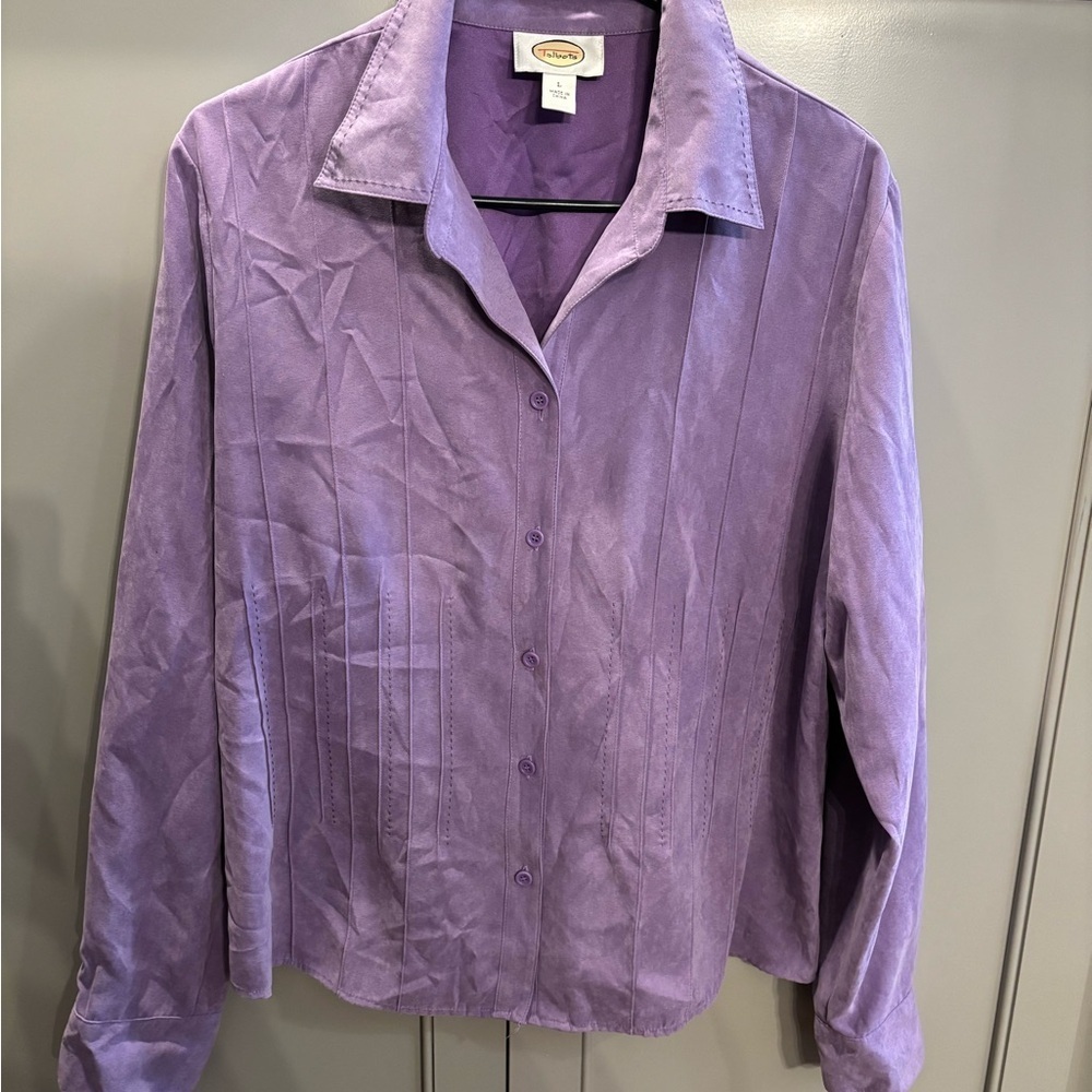 Vintage Talbots faux suede Lavender Button-Down Shirt